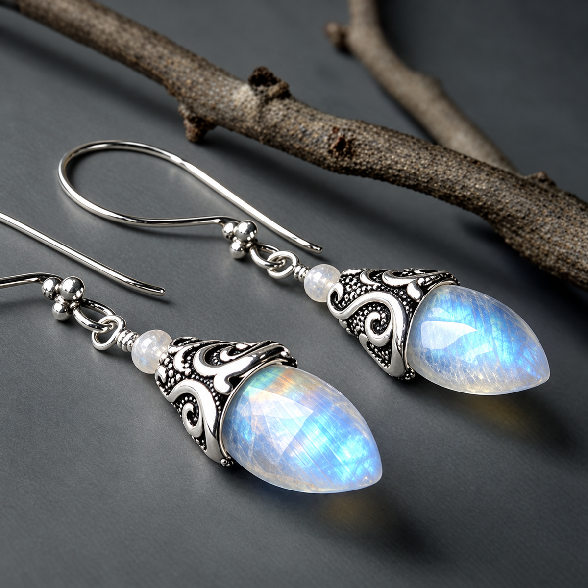 Vintage Moonstone Drop Earrings