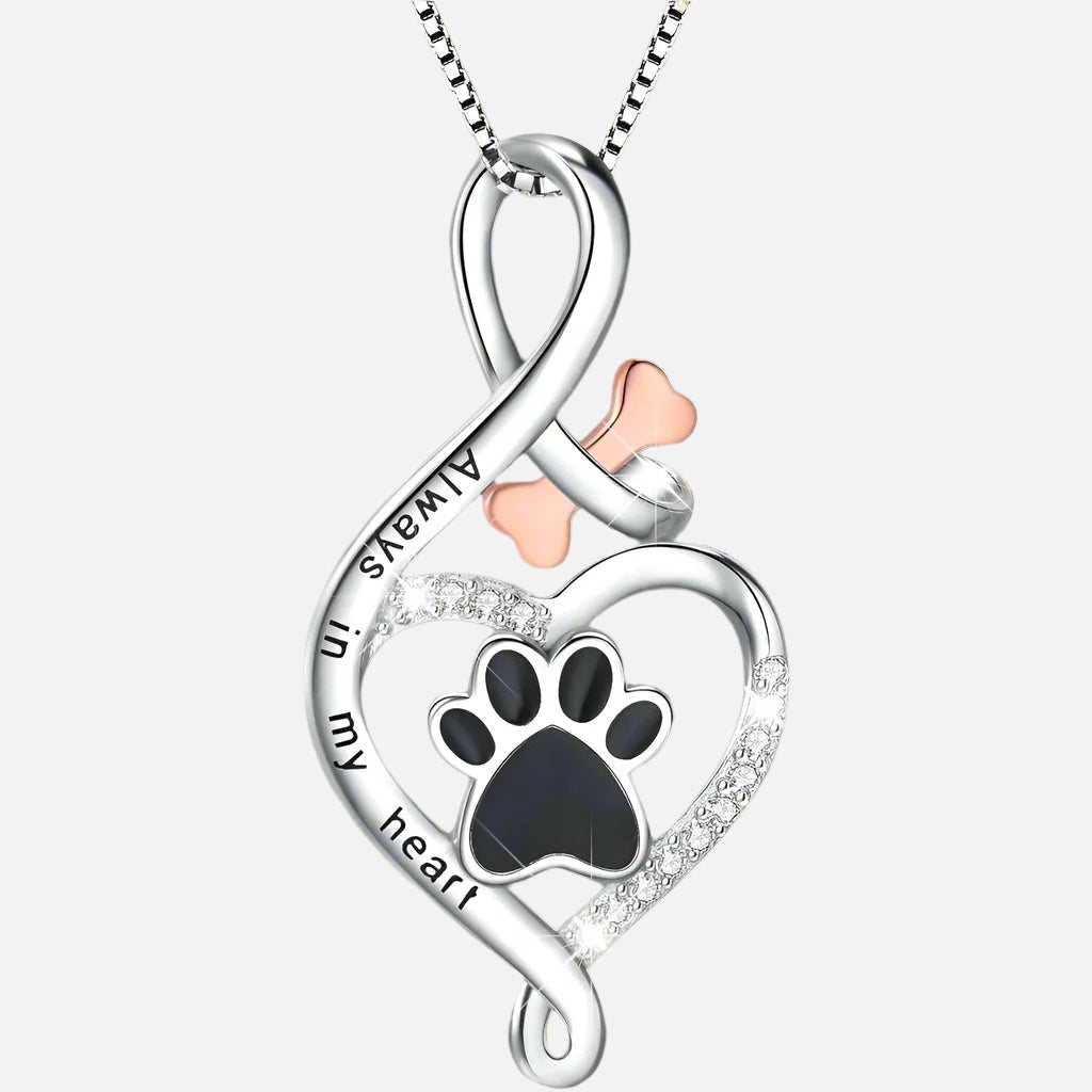 Dora — Lucky Paw Necklace with Heart, Bone & Infinity – Always in my Heart Pendant