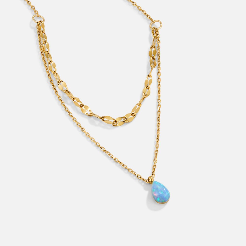 Oriana — Blue Teardrop Layered Necklace