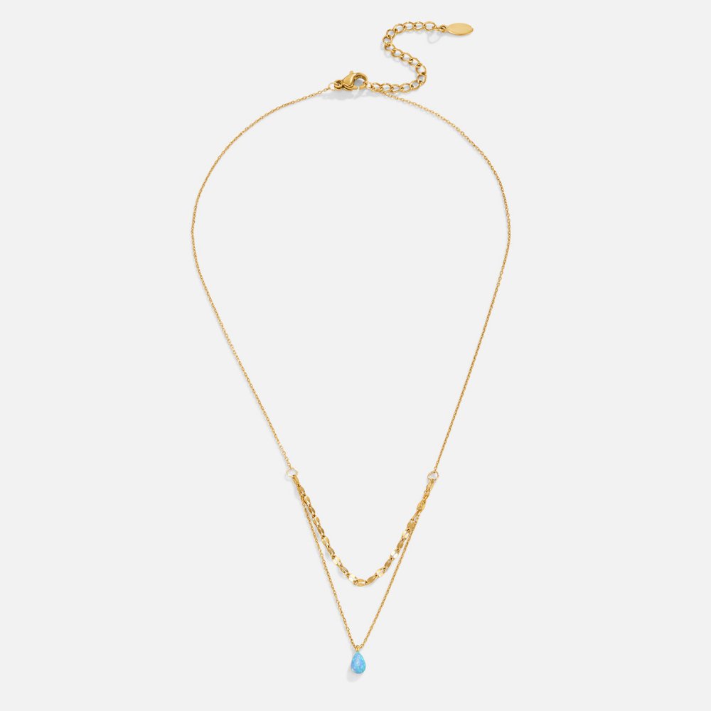 Oriana — Blue Teardrop Layered Necklace