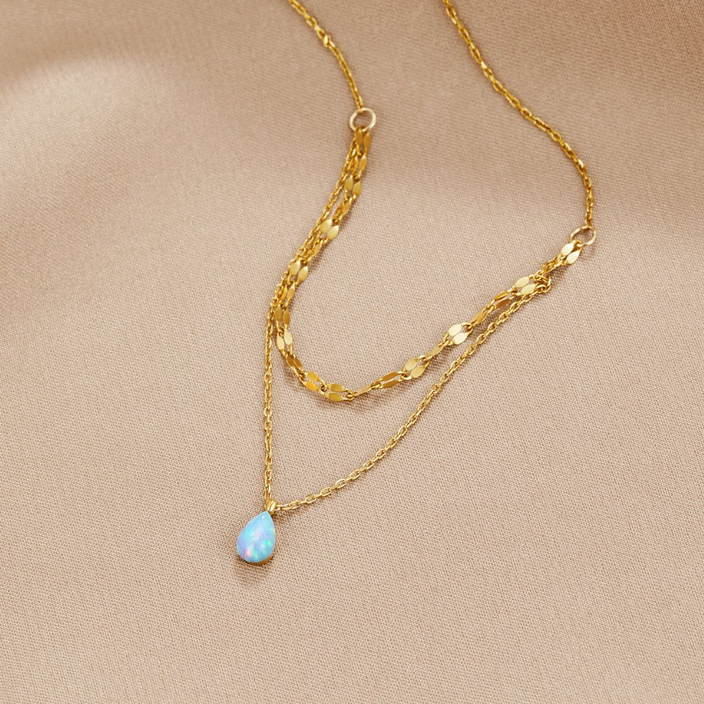 Oriana — Blue Teardrop Layered Necklace