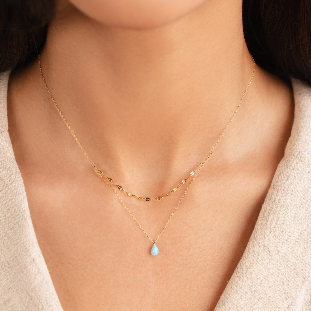 Oriana — Blue Teardrop Layered Necklace