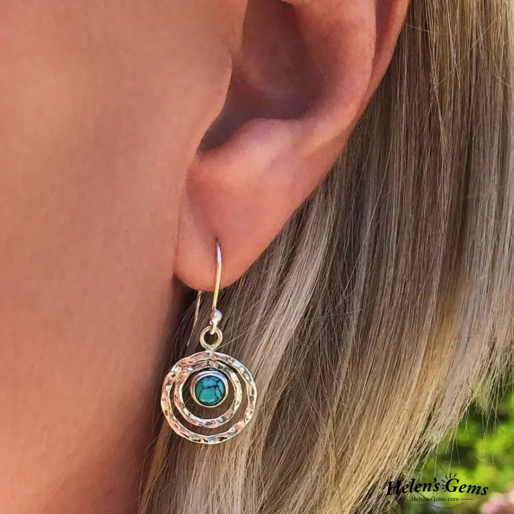 Boho Saturn Earrings: Turquoise & Gold
