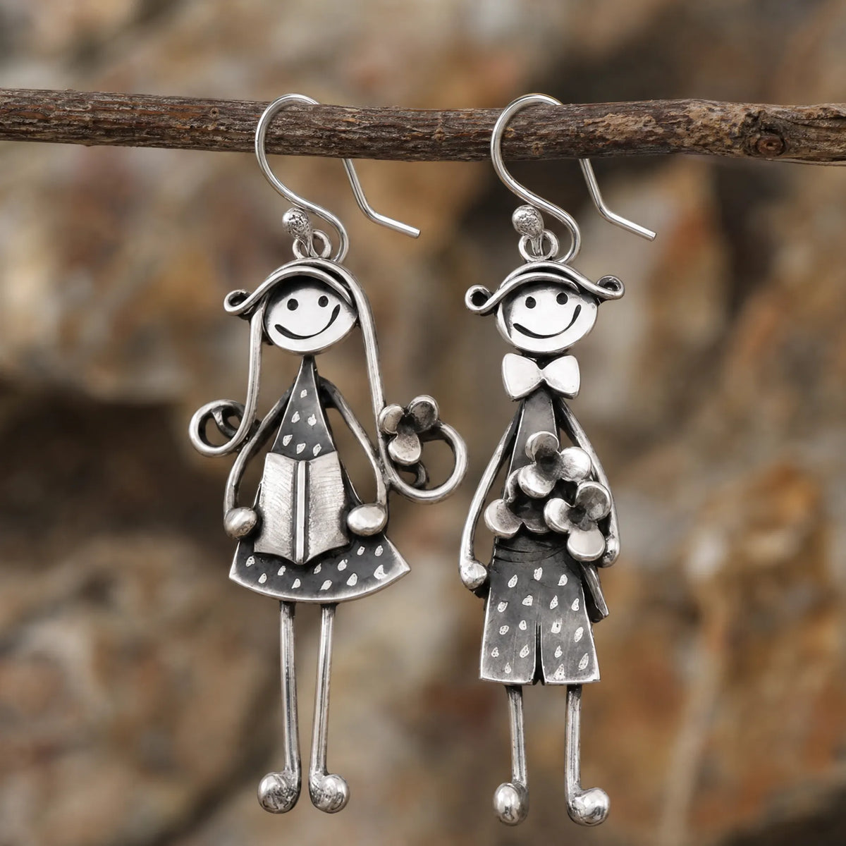 Vintage Boy and Girl Dangle Earrings