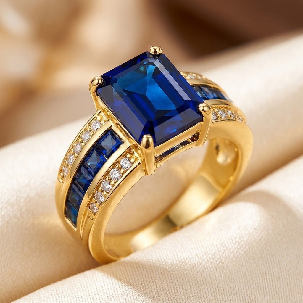 Albane — Gold Sapphire Square-Cut Ring