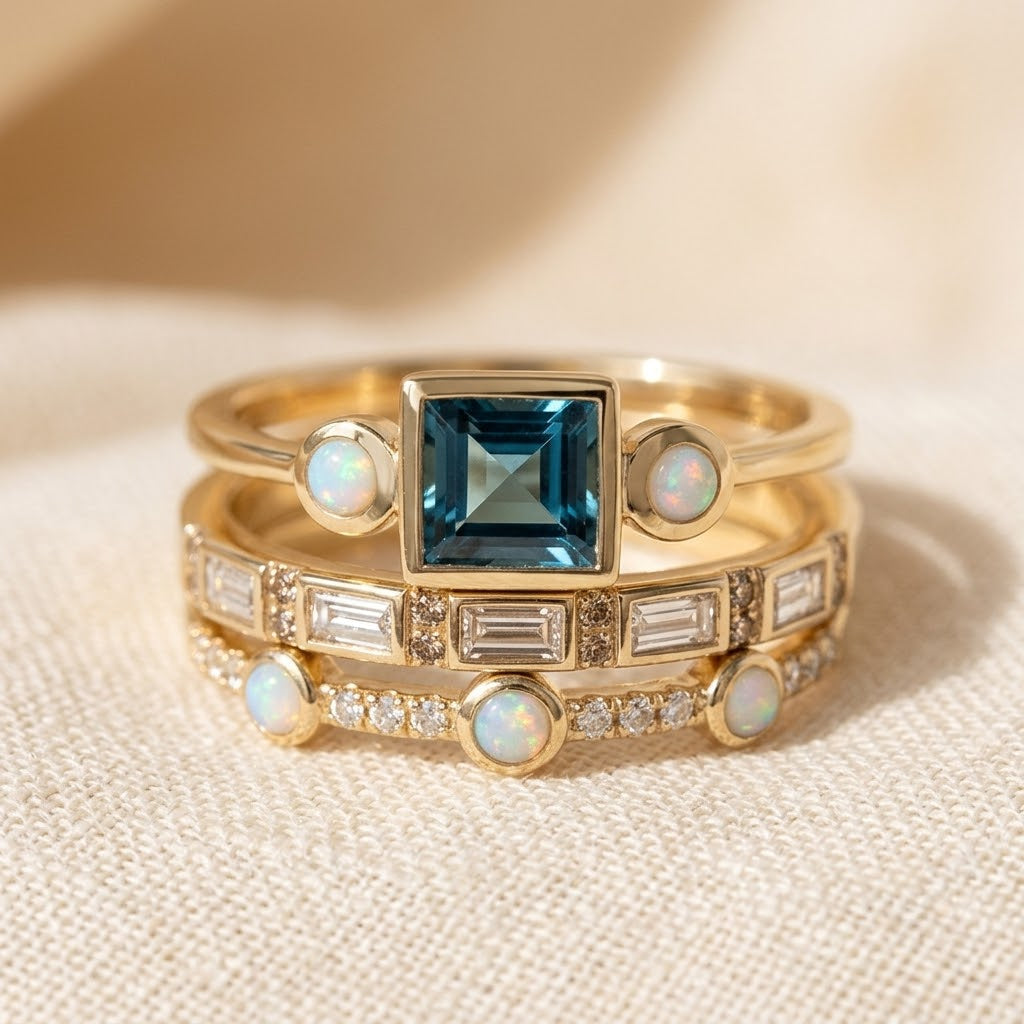 Josephine — Geometric Gold Stacking Ring Set