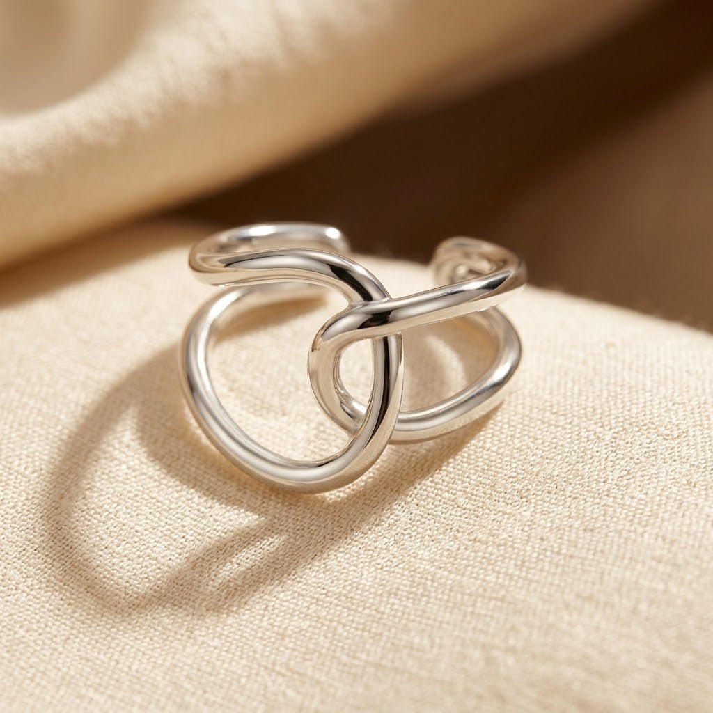 Aimee — Interlaced Silver Open Ring