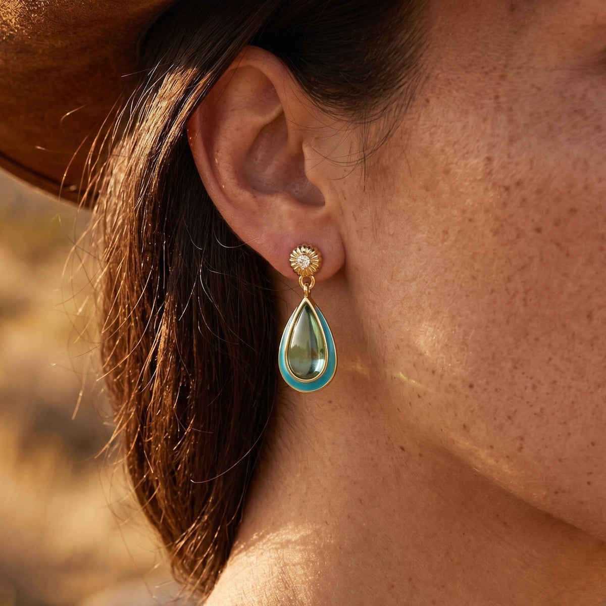 Icy Blue Framed Teardrop Earrings — product view 4