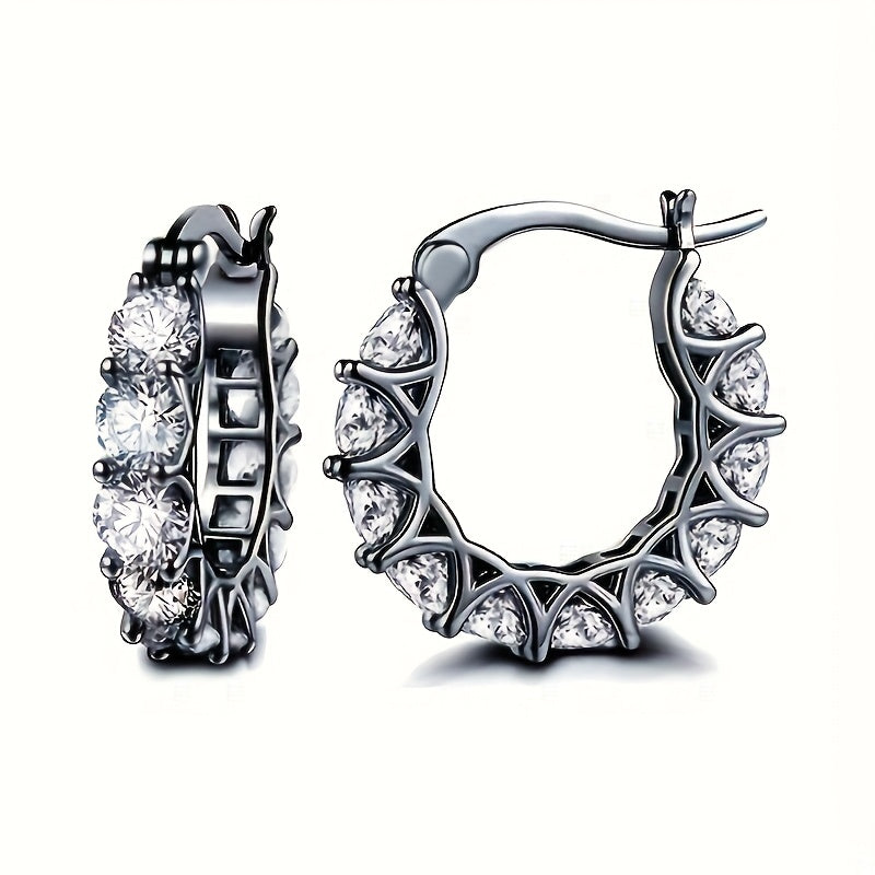 Ingrid — Zirconia-Inlaid Circle Hoop Earrings