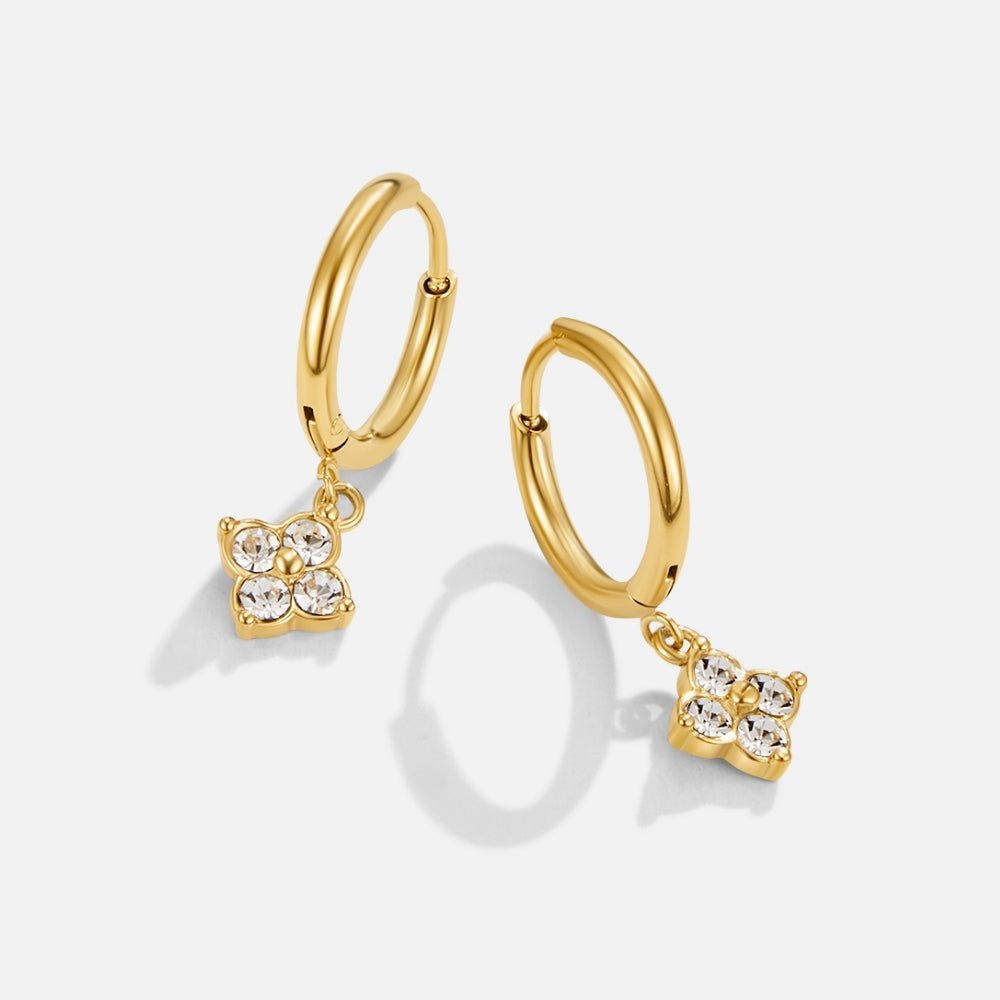 Veronica — Crystal Four-Leaf Clover Drop Earrings