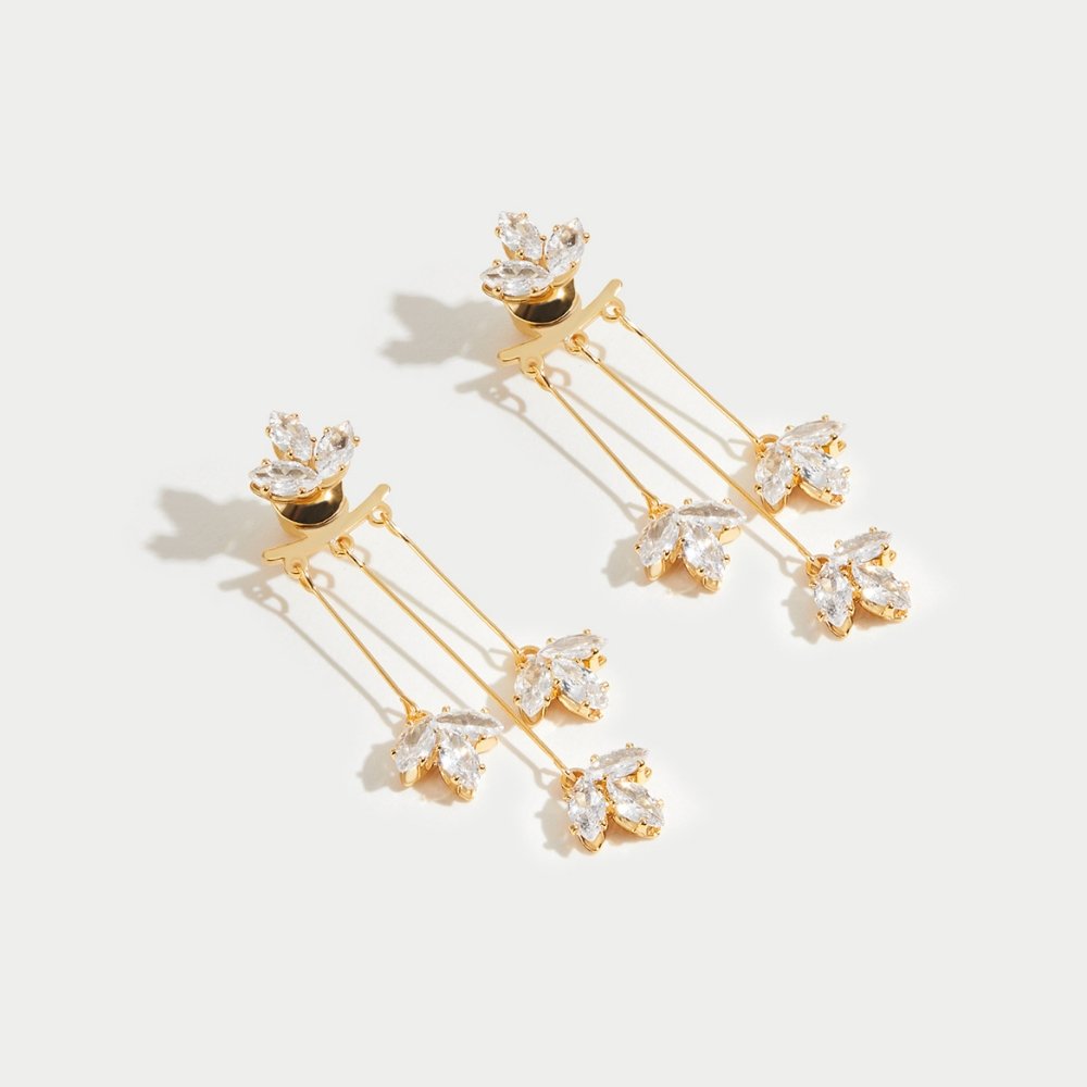 Regina — Crystal Lotus Waterfall Earrings