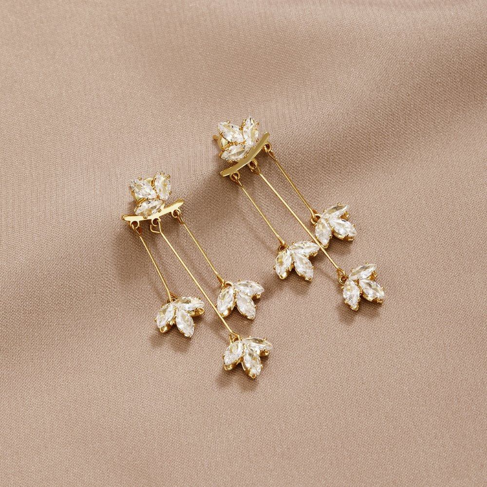 Regina — Crystal Lotus Waterfall Earrings