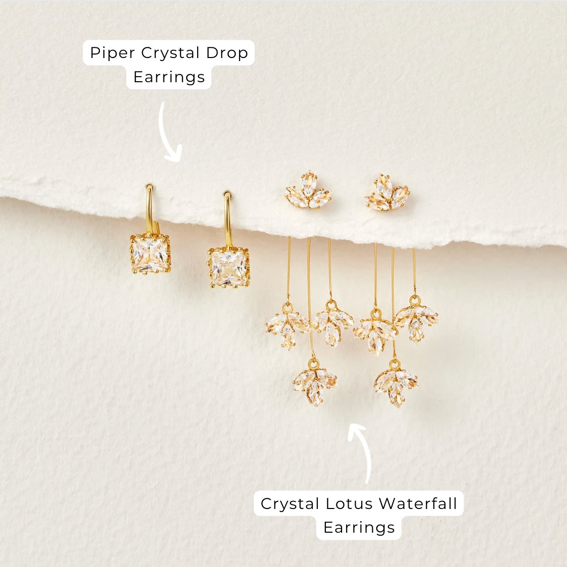 Regina — Crystal Lotus Waterfall Earrings