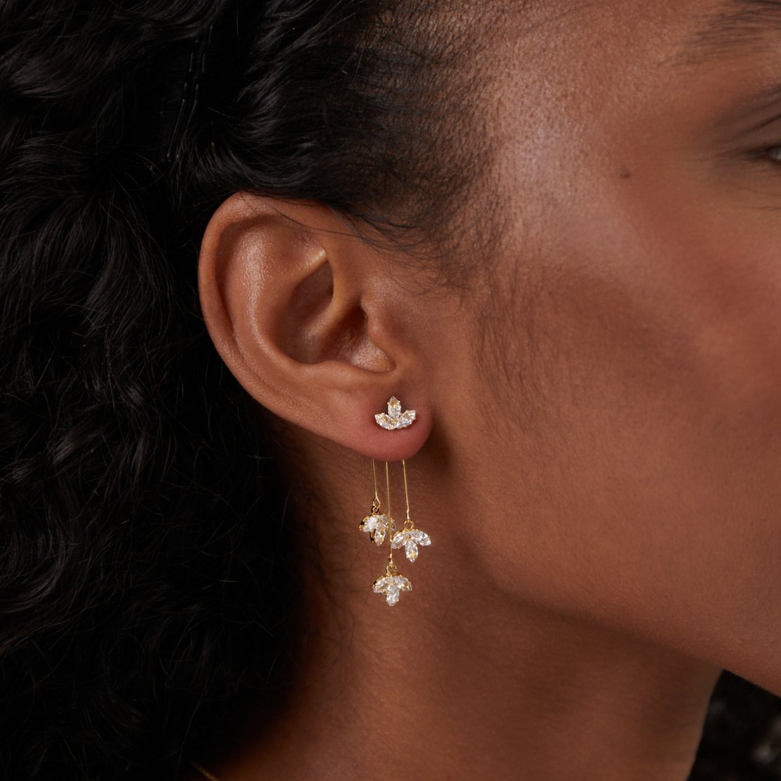 Regina — Crystal Lotus Waterfall Earrings