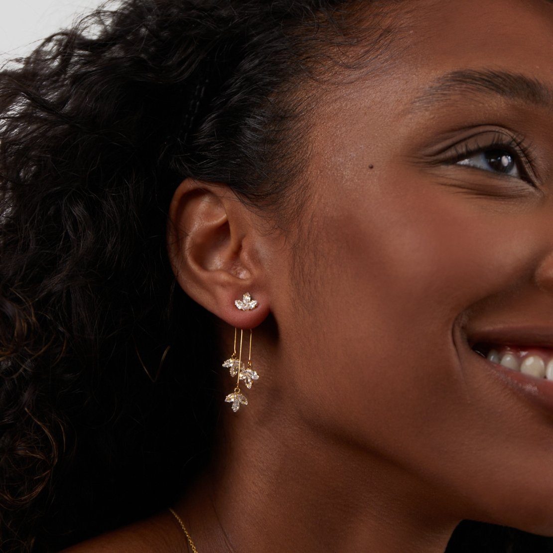 Regina — Crystal Lotus Waterfall Earrings