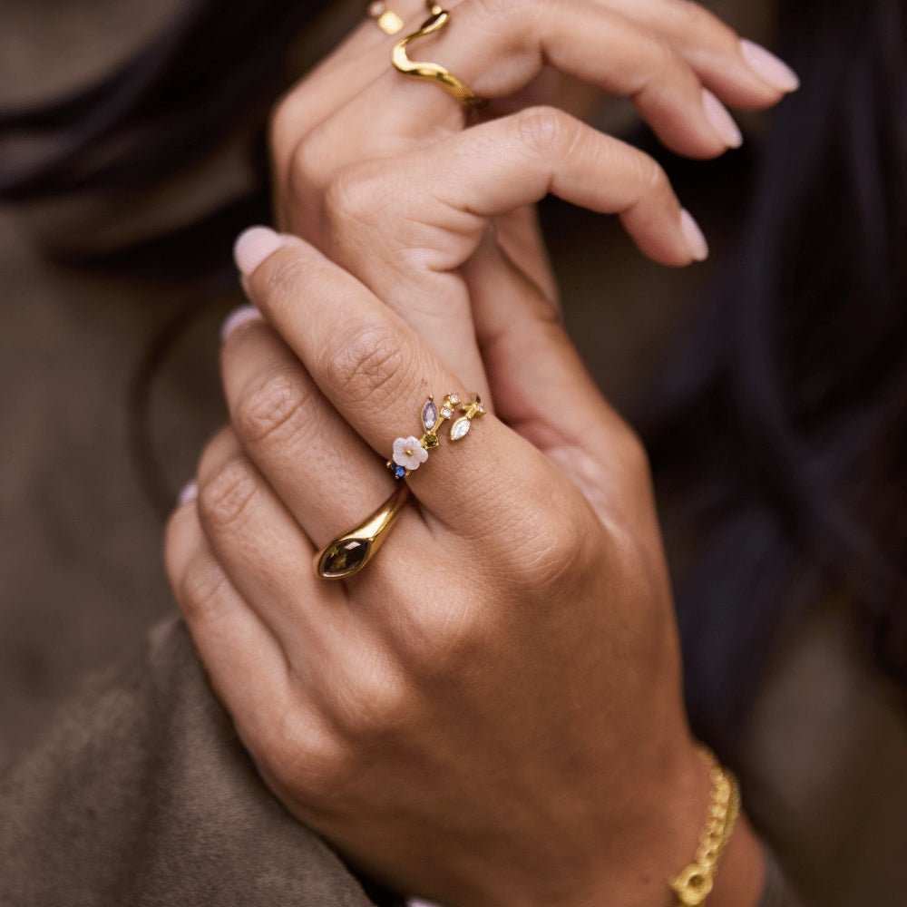 Norma — Crystal White Blossom Ring