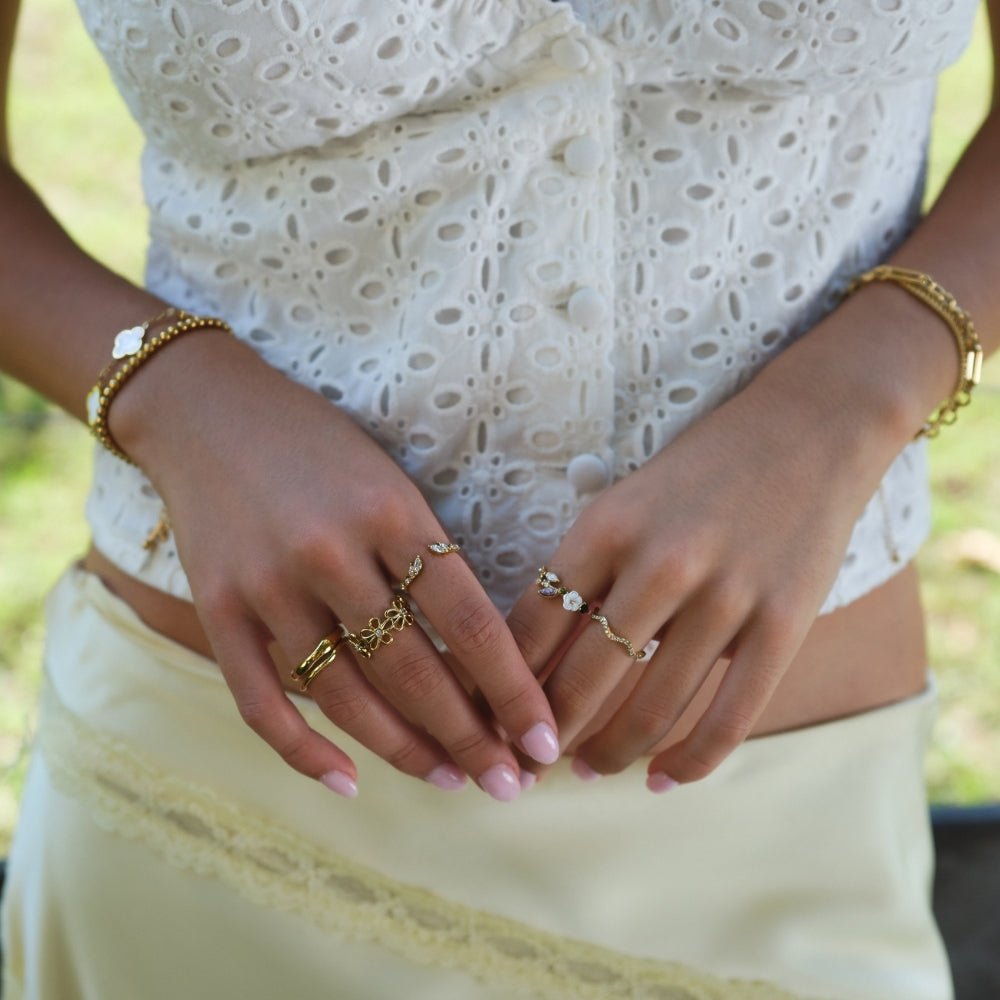 Norma — Crystal White Blossom Ring