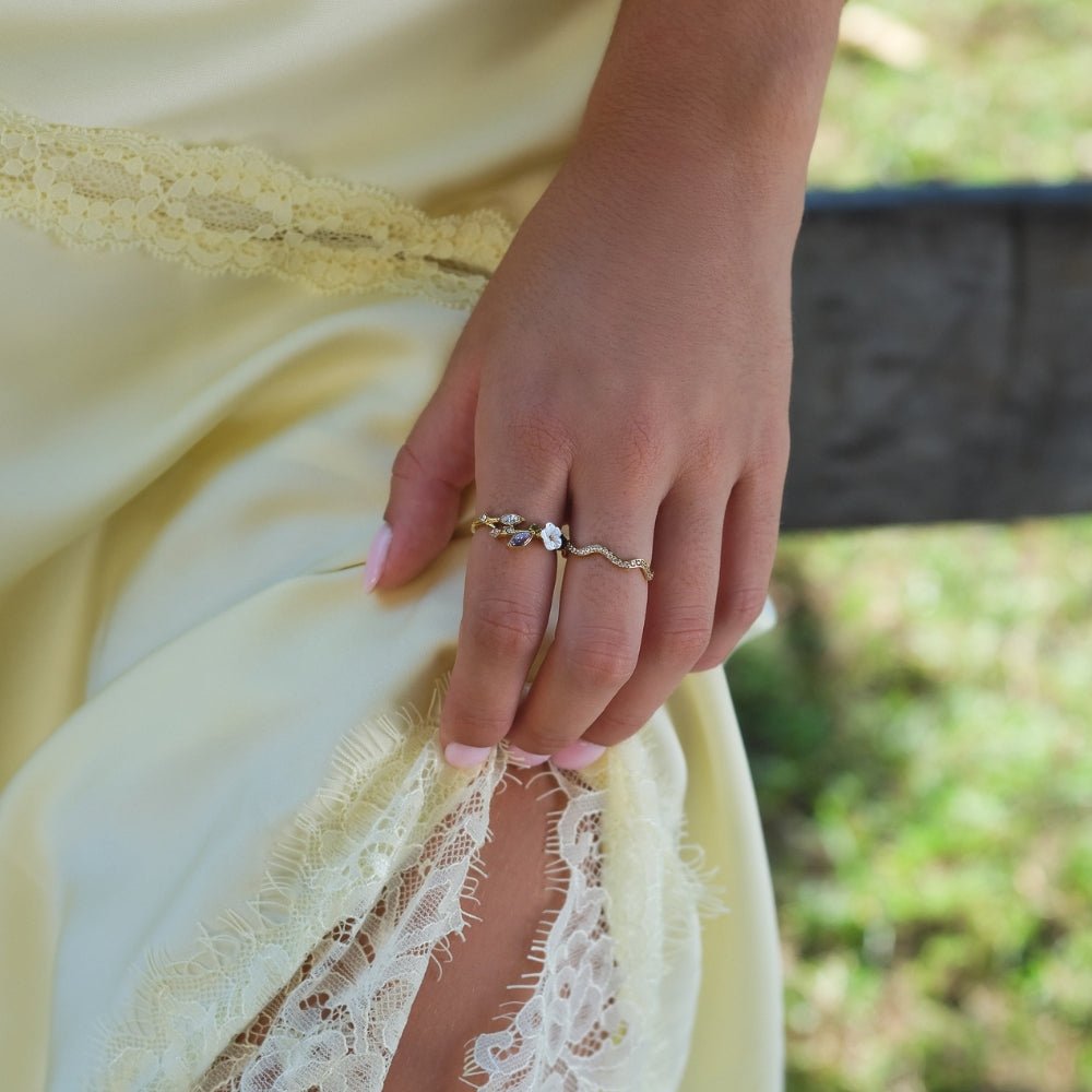Norma — Crystal White Blossom Ring
