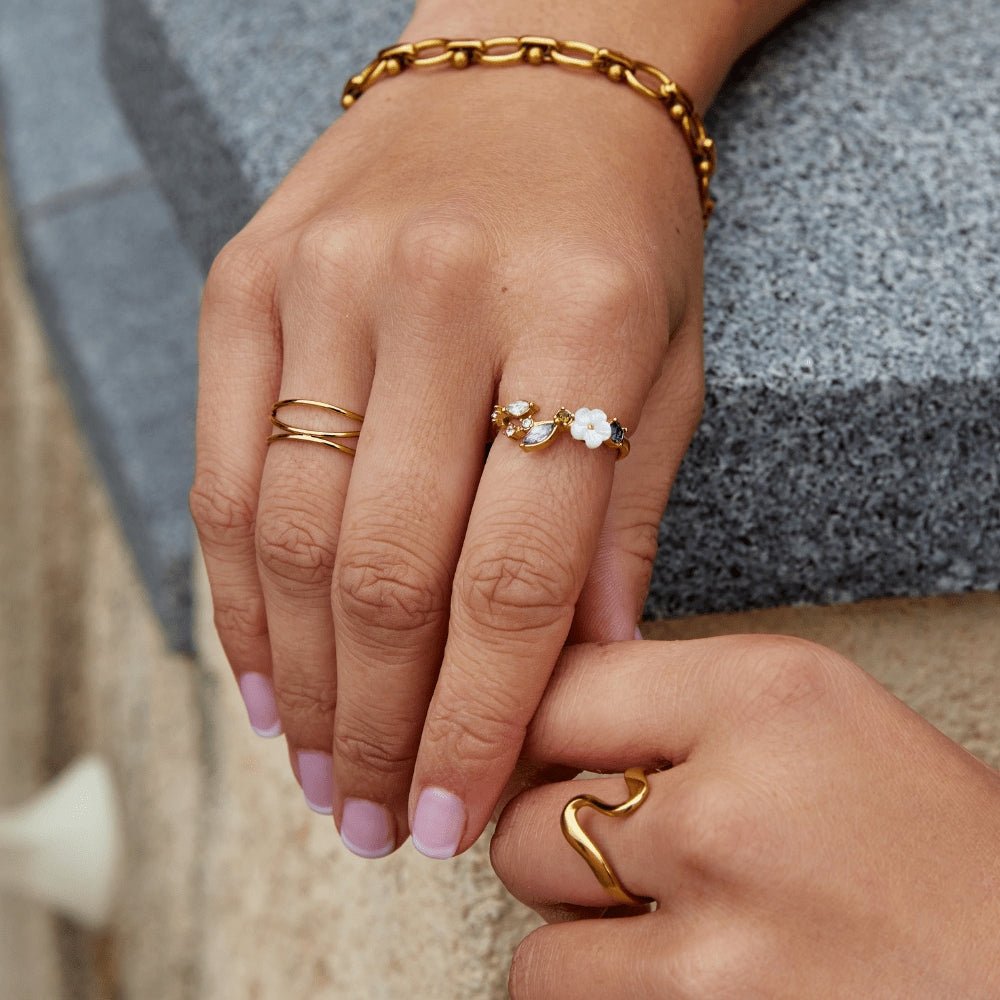 Norma — Crystal White Blossom Ring