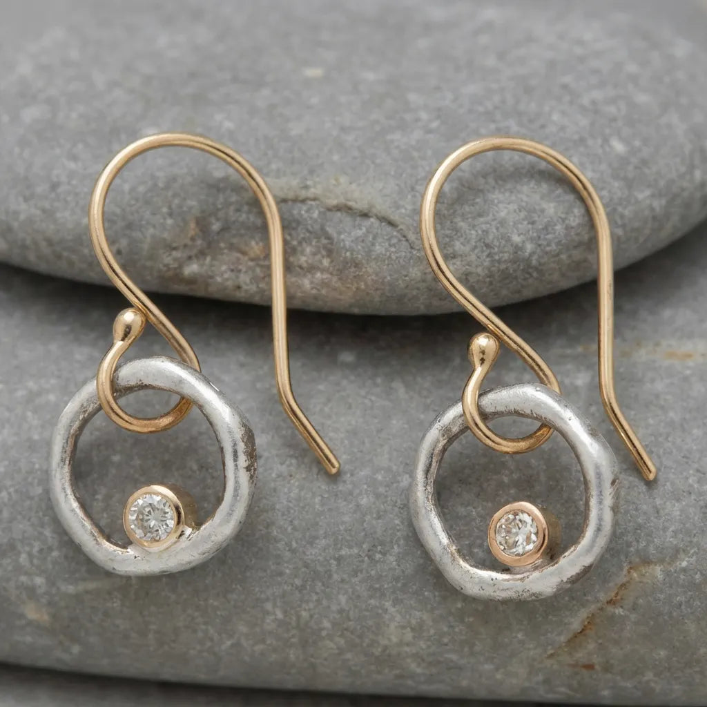 Vintage Gold & Silver Zirconia Earrings