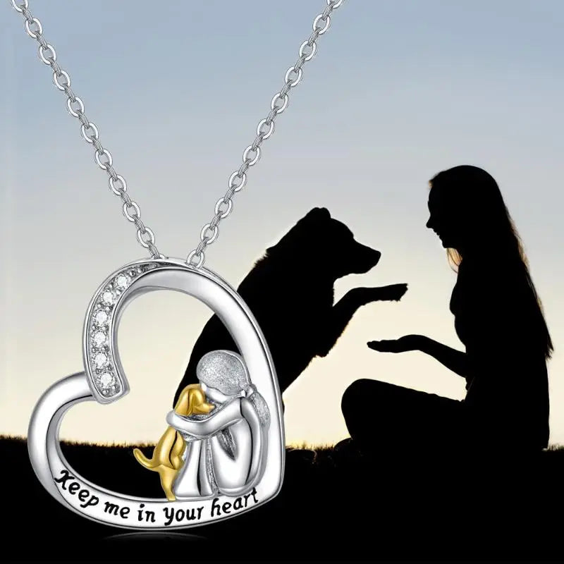Jada — 925 Sterling Silver Necklace – Heart & Dog Design with Zirconia