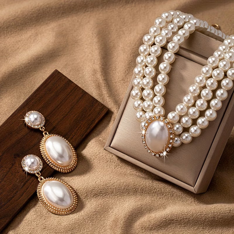 Edith — Classic Pearl Strand Jewelry Set