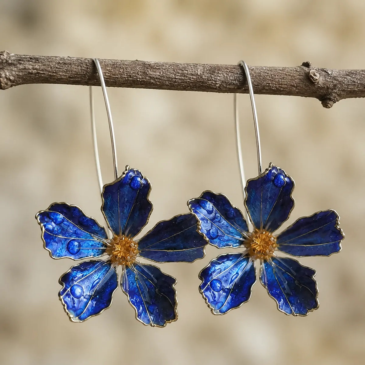 Blue Vintage Flower Earrings