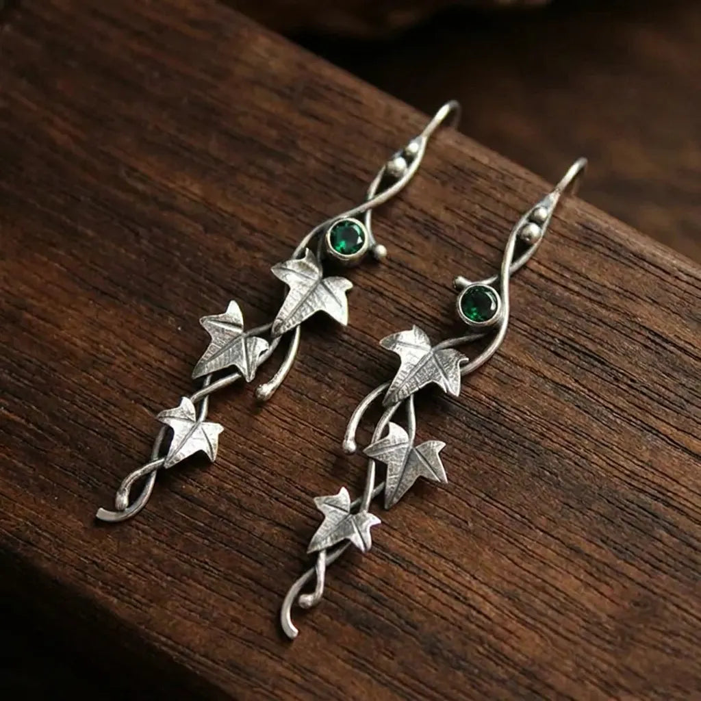 Vintage plant leaves vine earrings