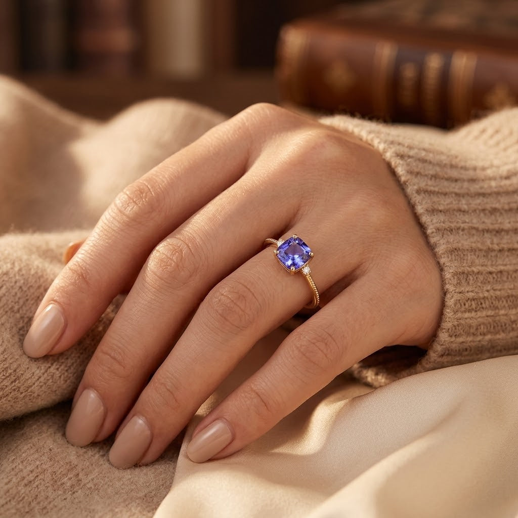 Eglantine — Gold Amethyst Solitaire Ring