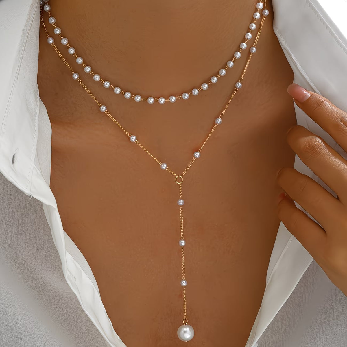 Dahlia — Graduated Pearl Strand Necklace