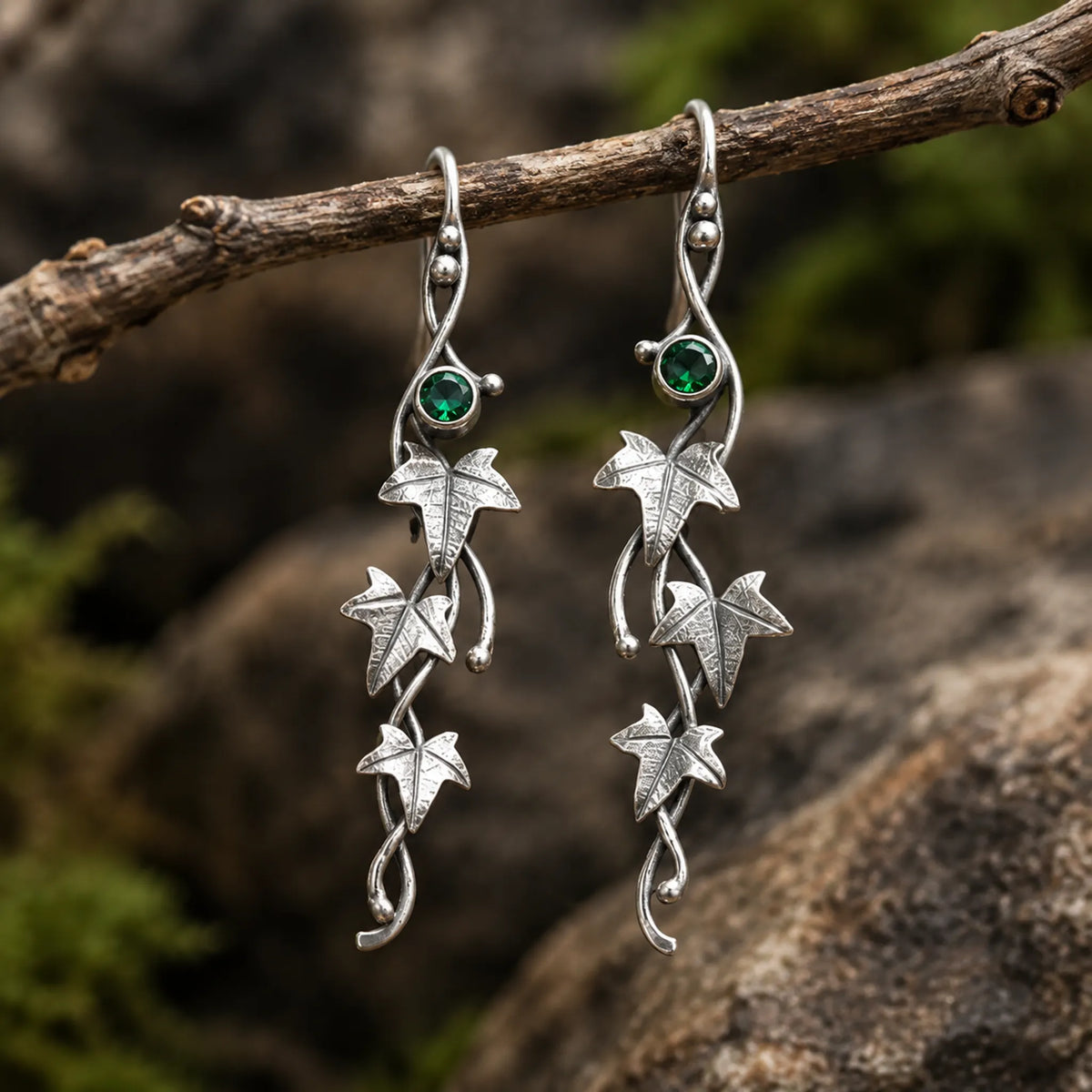 Vintage plant leaves vine earrings