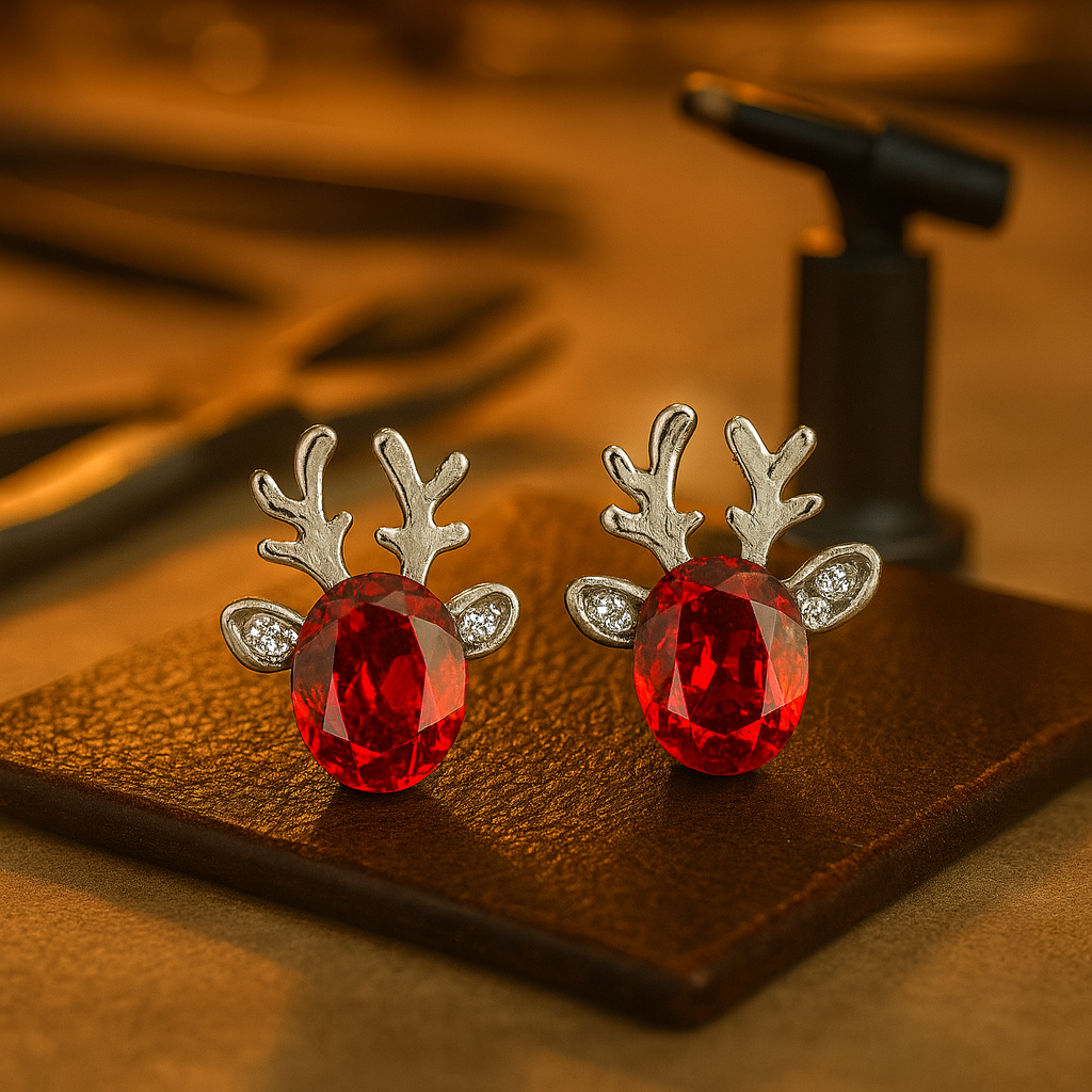 Fay — Festive Reindeer Crystal Stud Earrings