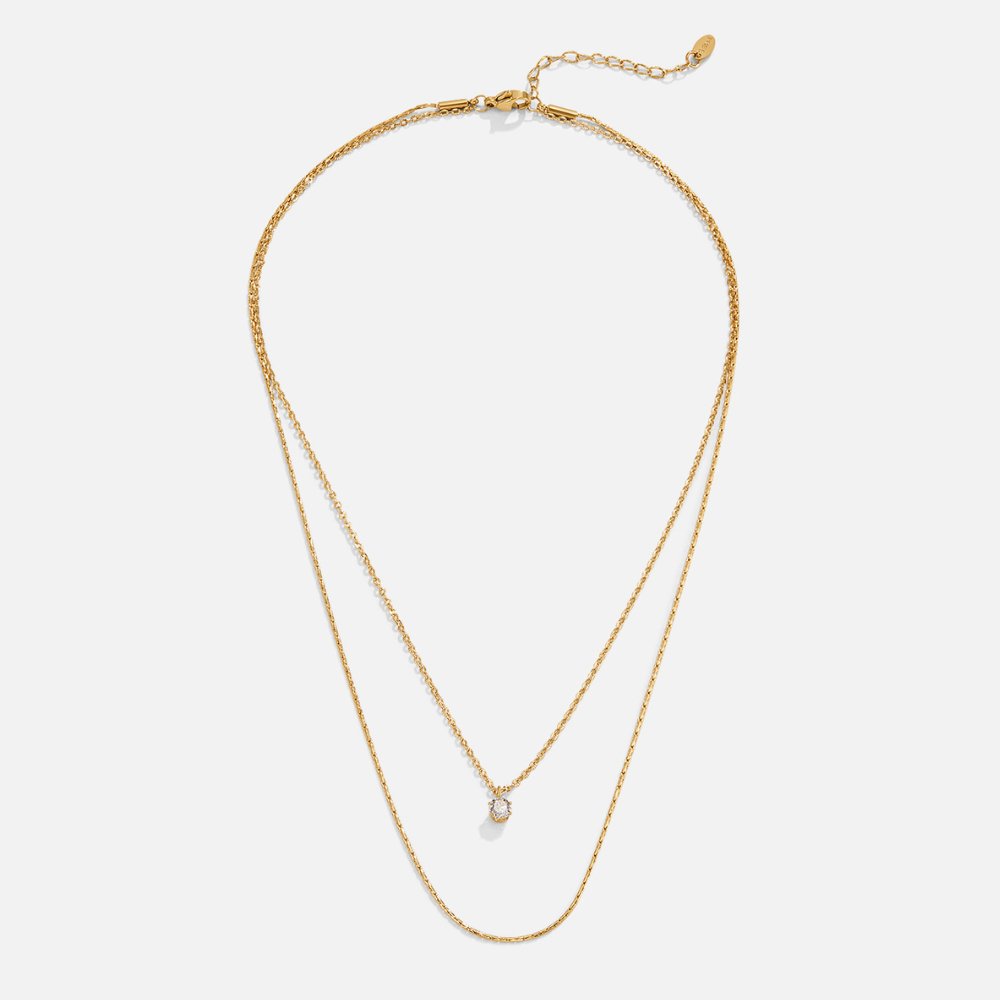 Pia — Crystal & Gold Layered Necklace