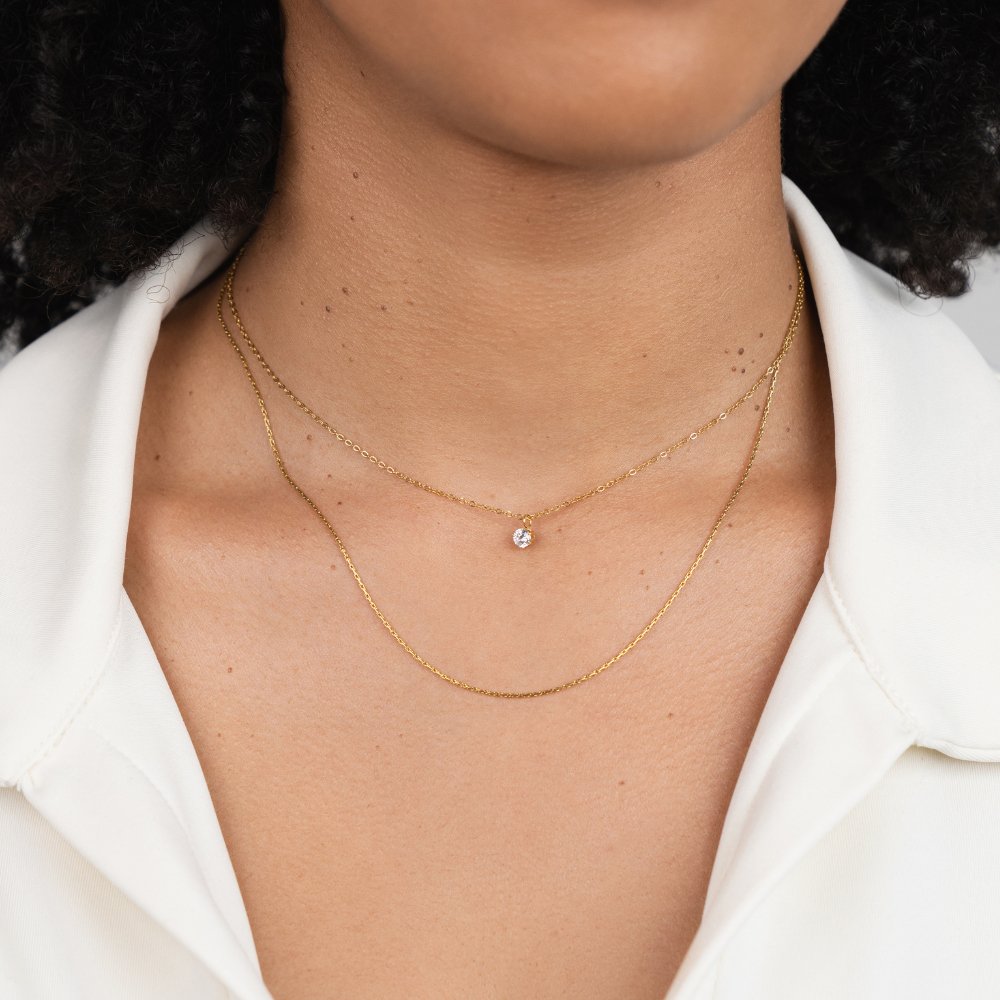 Pia — Crystal & Gold Layered Necklace