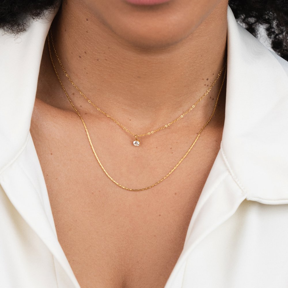 Pia — Crystal & Gold Layered Necklace