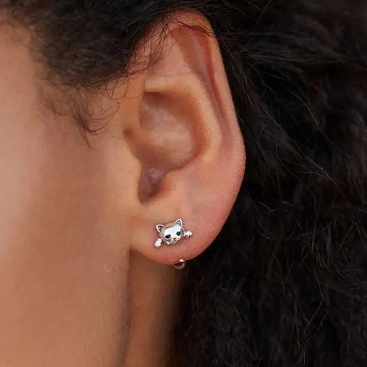 Colette — Silver Cat Earrings