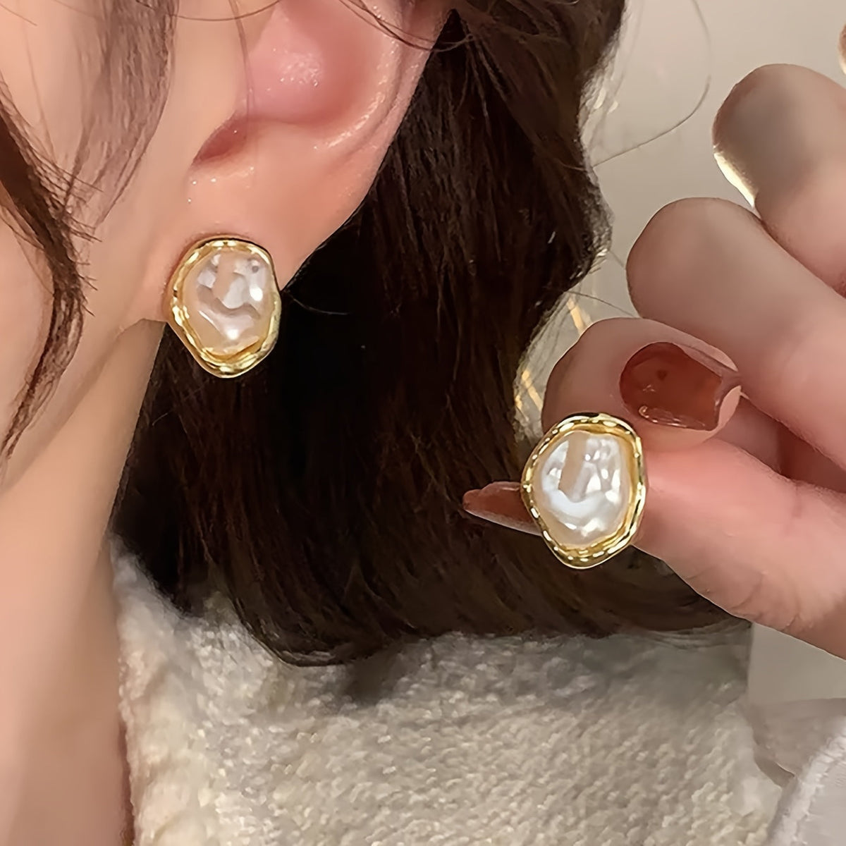 Tamsin — Irregular Pearl Stud Earrings