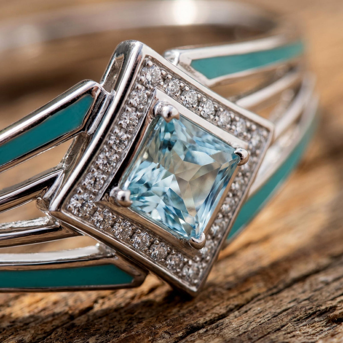 Icy Blue Diamond Motif Bangle — product view 3