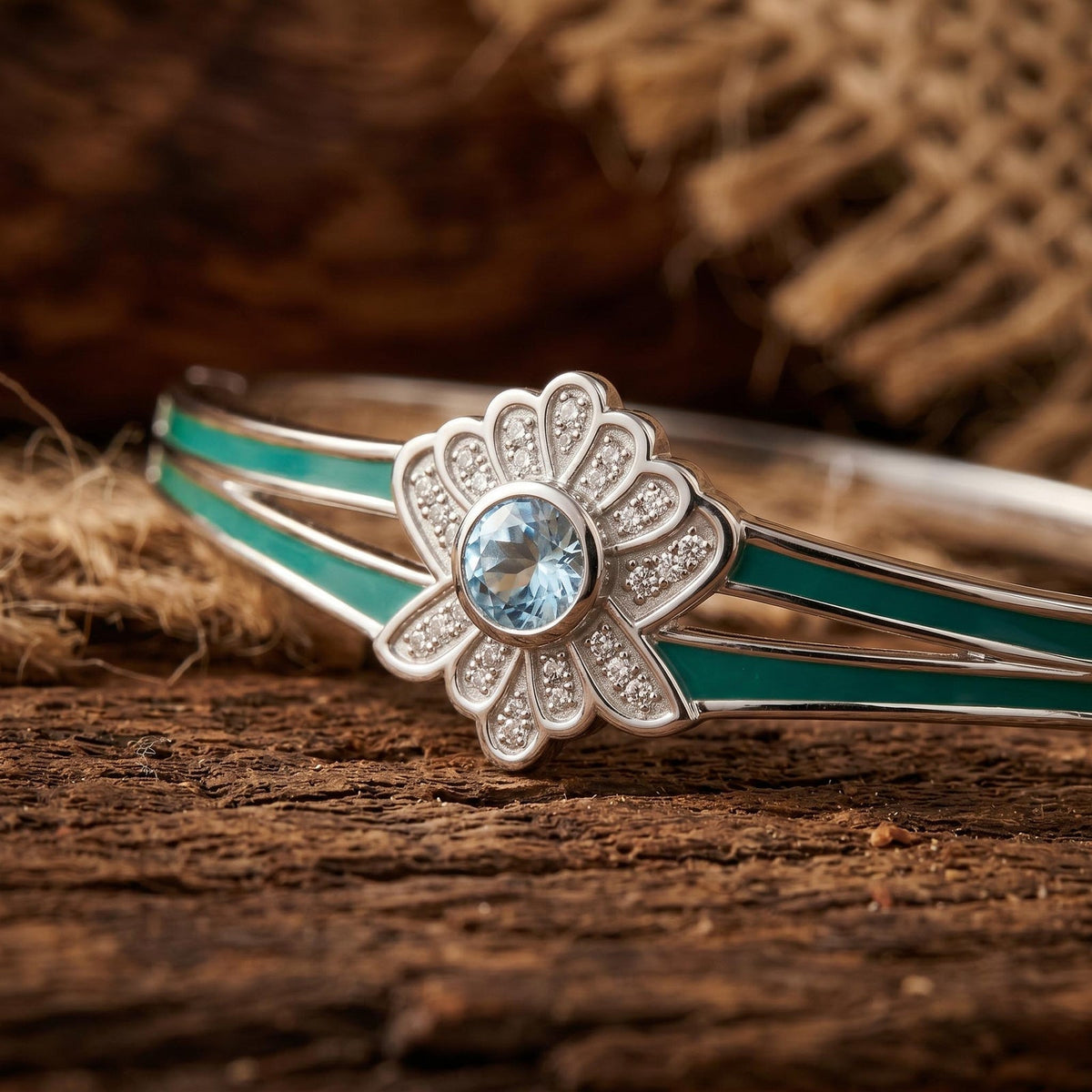 Icy Blue Blossom Bangle — product view 3