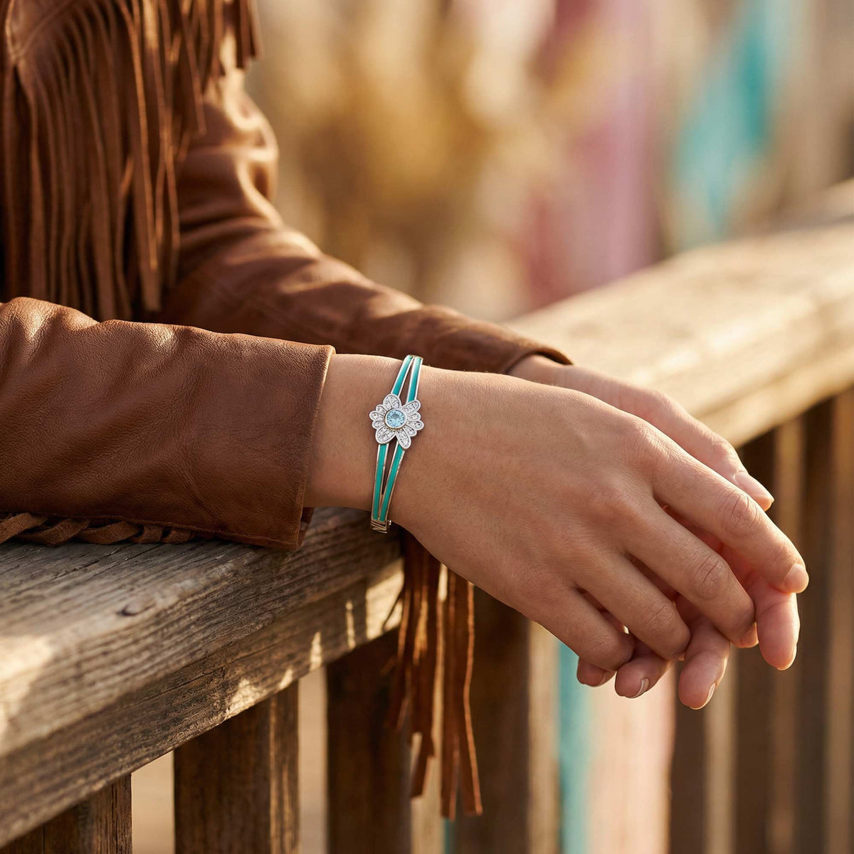 Icy Blue Blossom Bangle — product view 5