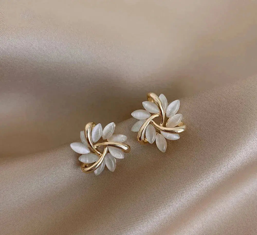 Ophelia Opal Petal Circle Earrings Gold