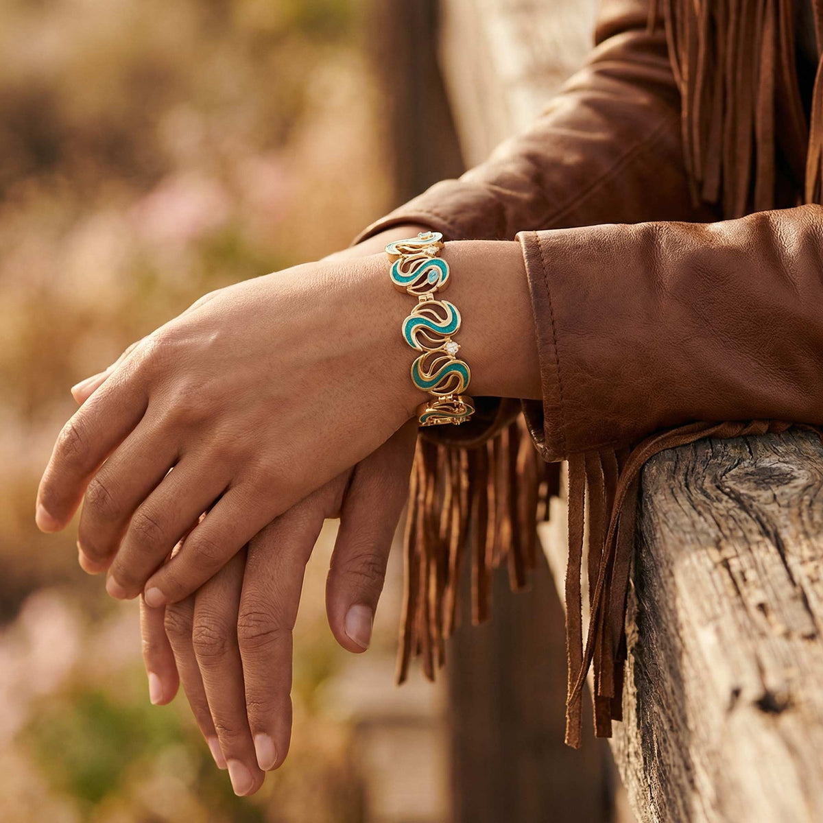 Aqua Scroll Cuff Bracelet — product view 2