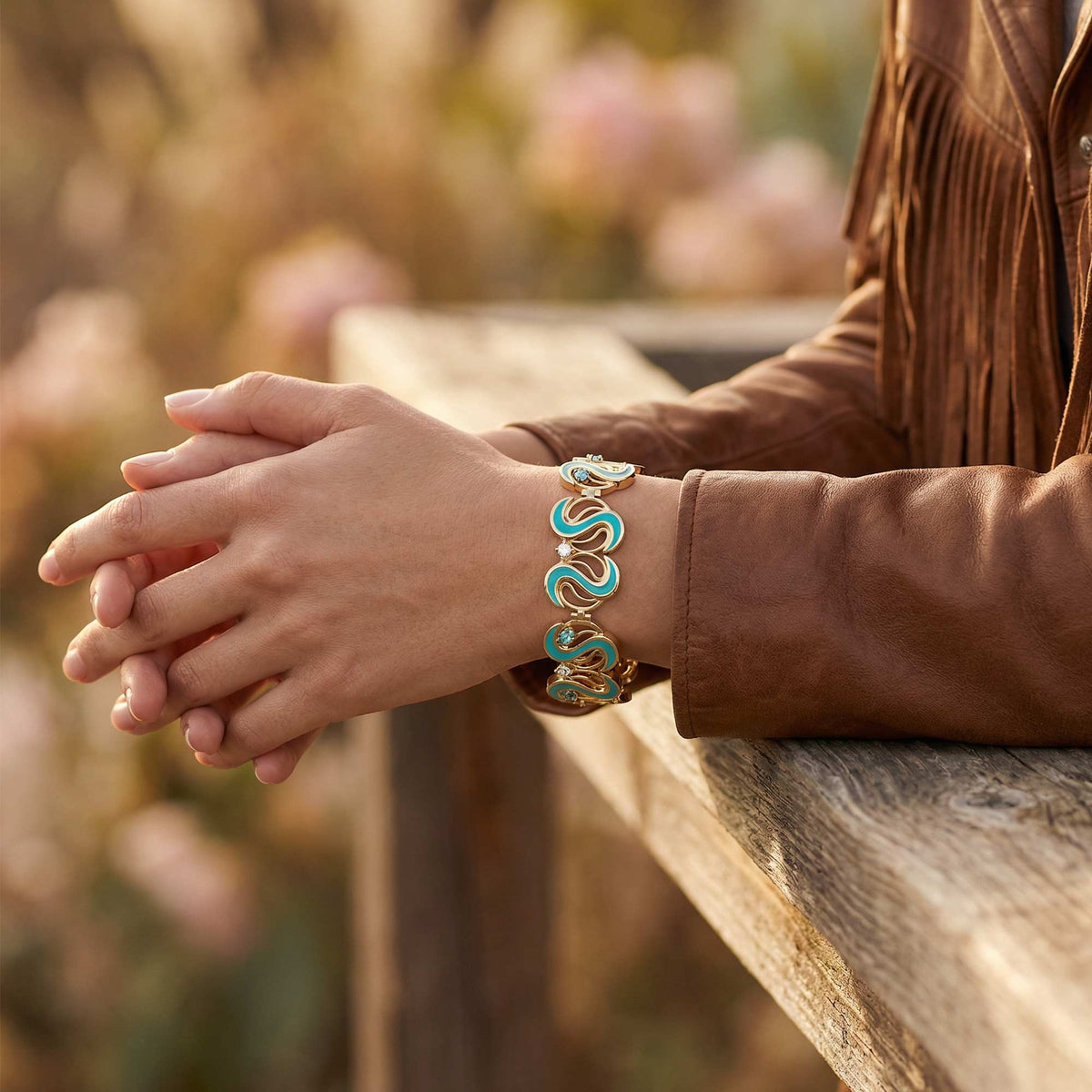 Aqua Scroll Cuff Bracelet — product view 3