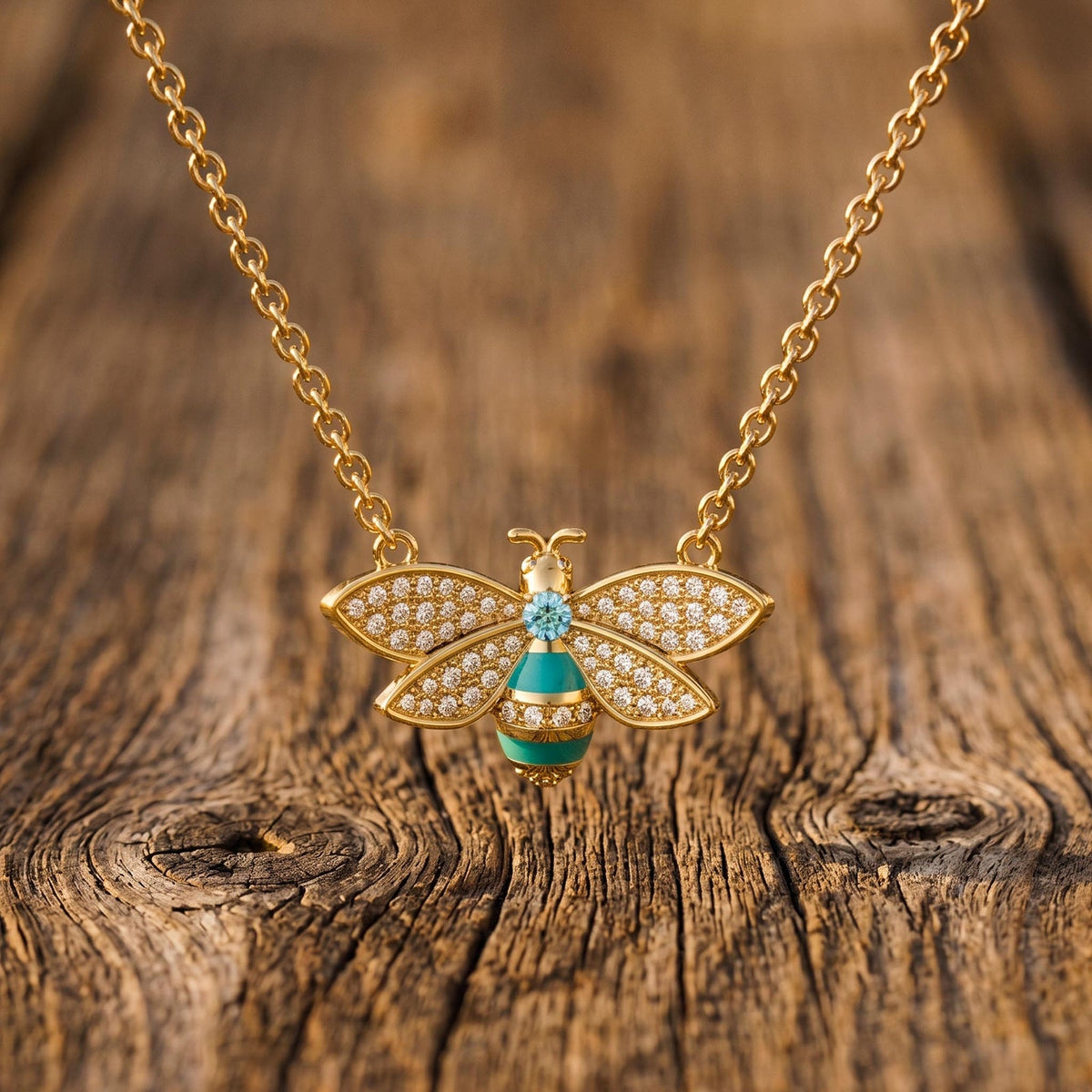 Aqua Bee Pendant Necklace — product view 2