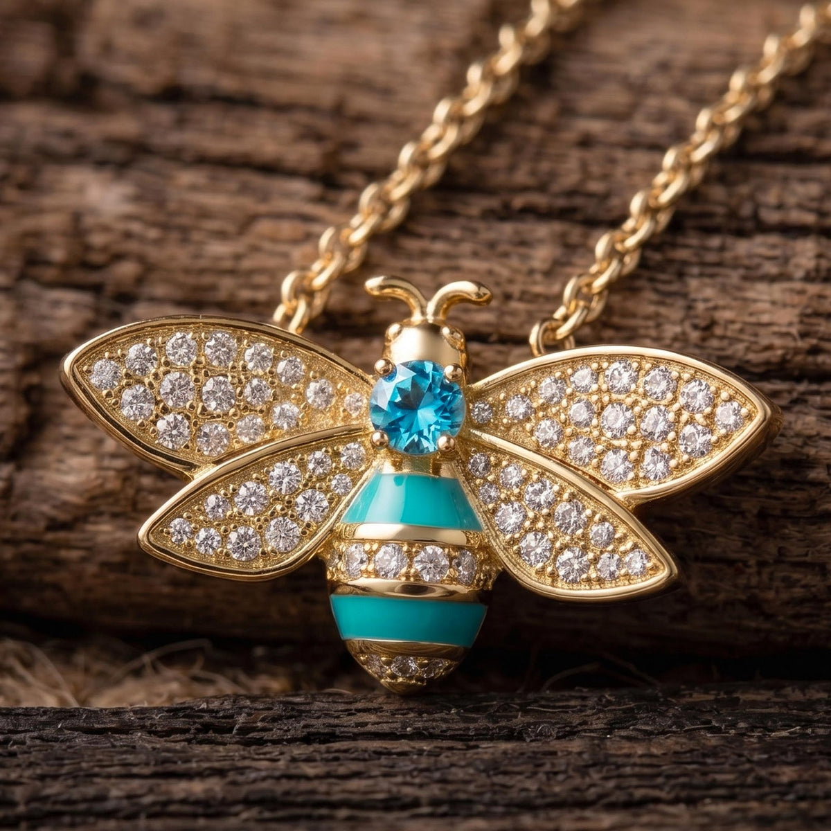 Aqua Bee Pendant Necklace — product view 3