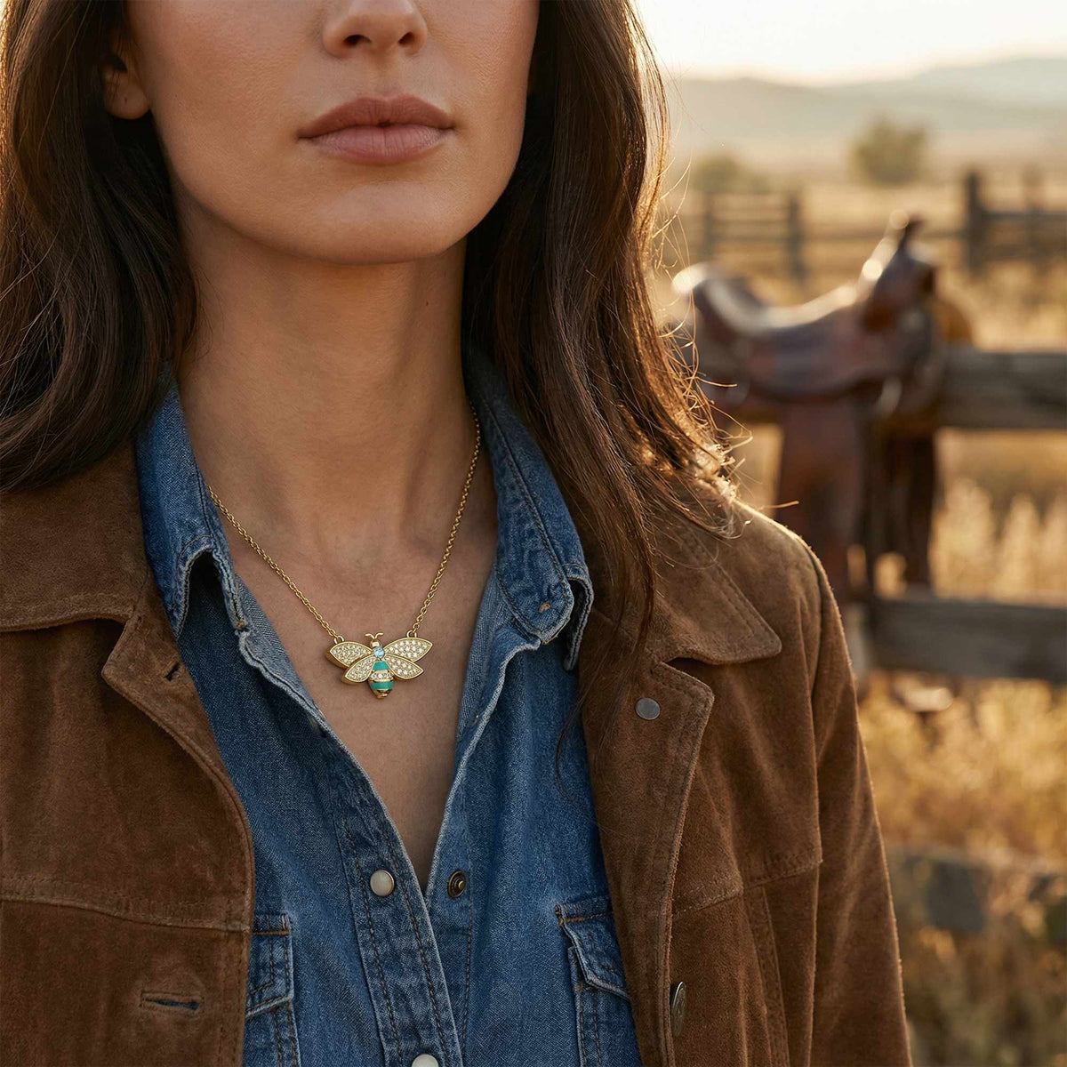 Aqua Bee Pendant Necklace — product view 5