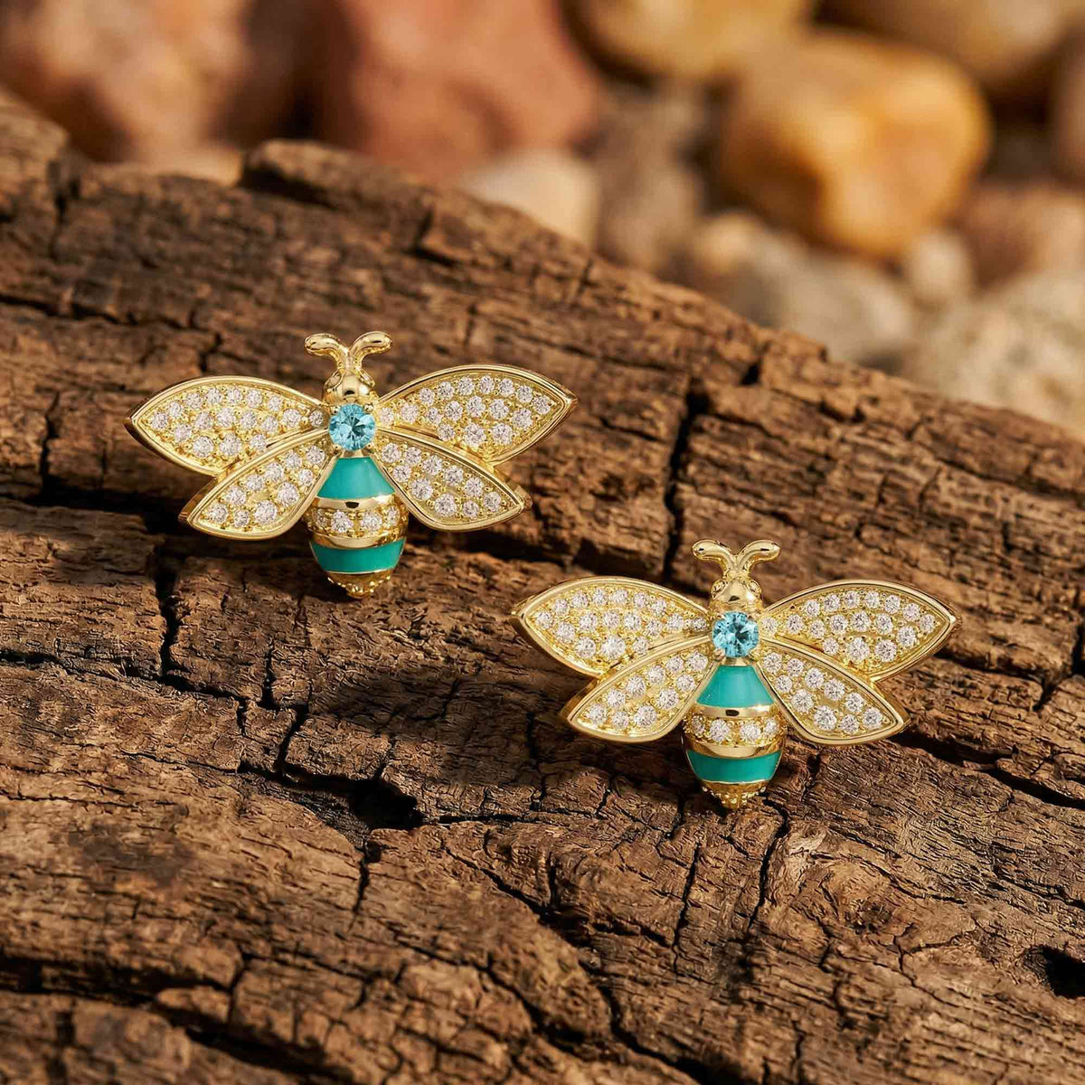 Aqua Bee Stud Earrings — product view 2