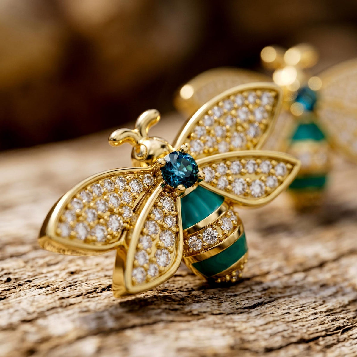 Aqua Bee Stud Earrings — product view 3