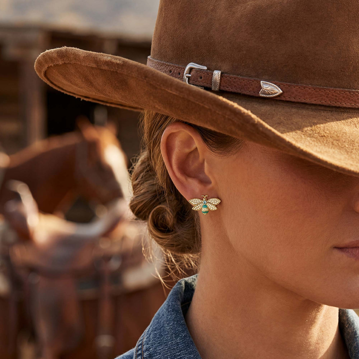 Aqua Bee Stud Earrings — product view 5