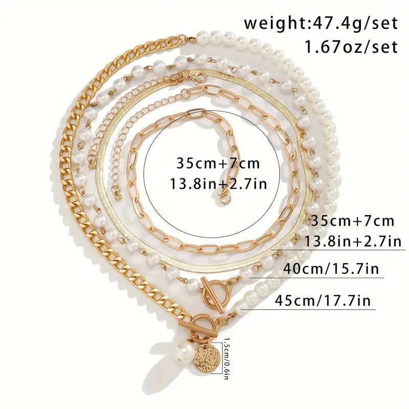 Paloma — Modern Layered Pearl Necklace Set